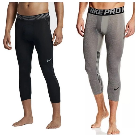 Nike Other - Nike Pro BUNDLE HyperCool Gray & Black Men’s Athletic 3/4 Leggings Size Large